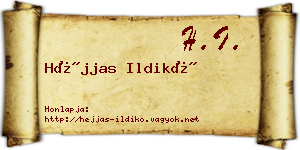 Héjjas Ildikó névjegykártya